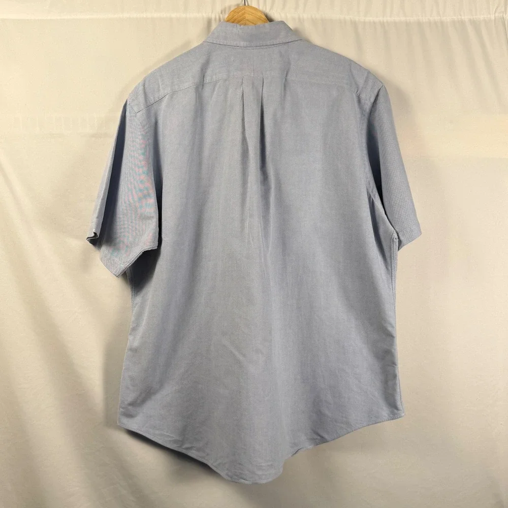 Ralph Lauren Classic Fit Oxford Shirt Short Sleeve Light Blue Cotton OCBD Men XL